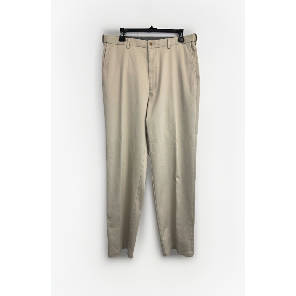 Haggar Premium No Iron Khaki Pants Men's 34X34 Classic Fit Expandable Waist